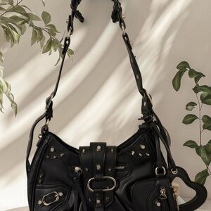 Ego Shoes Black Studded Shoulder Bag - Women's -Style Handbag